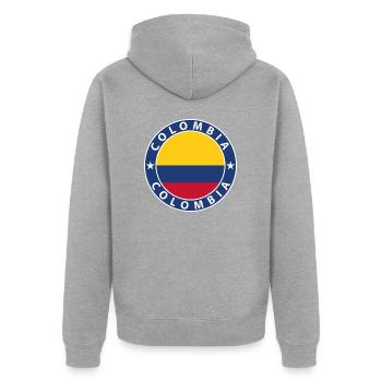 Kolumbien - Unisex Premium Bio Zip Hoodie - Grau meliert - Hinten - Nico (187cm)