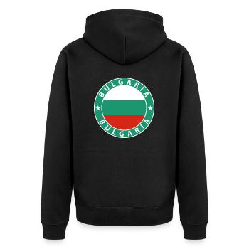 Bulgarien - Unisex Premium Bio Zip Hoodie - Schwarz - Hinten - Nico (187cm)