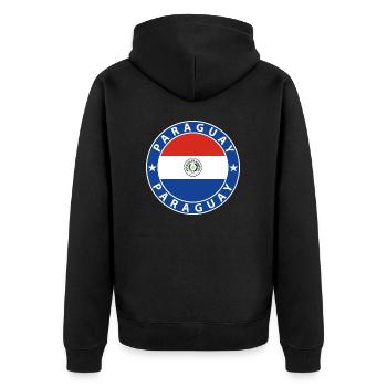Paraguay - Unisex Premium Bio Zip Hoodie - Schwarz - Hinten - Nico (187cm)