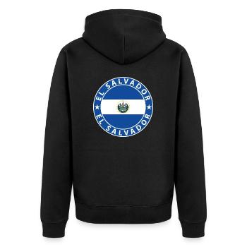 El Salvador - Unisex Premium Bio Zip Hoodie - Schwarz - Hinten - Nico (187cm)