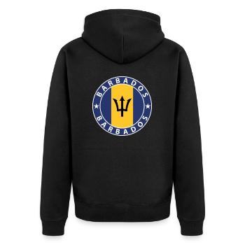 Barbados - Unisex Premium Bio Zip Hoodie - Schwarz - Hinten - Nico (187cm)