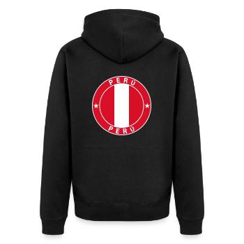 Peru - Unisex Premium Organic Zip Hoodie - black - Back - Nico (187cm)