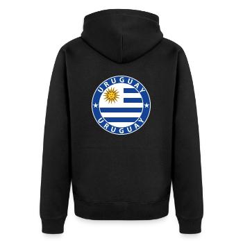 Uruguay - Unisex Premium Bio Zip Hoodie - Schwarz - Hinten - Nico (187cm)