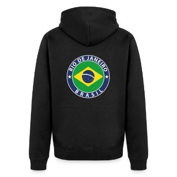 Rio de Janeiro - Unisex Premium Bio Zip Hoodie - Schwarz - Hinten - Nico (187cm)