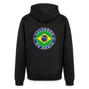 Salvador - Unisex Premium Bio Zip Hoodie - Schwarz - Hinten - Nico (187cm)