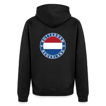Rotterdam - Unisex Premium Organic Zip Hoodie - black - Back - Nico (187cm)
