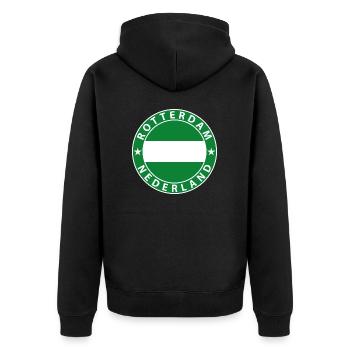Rotterdam - Unisex Premium Organic Zip Hoodie - black - Back - Nico (187cm)