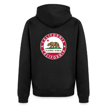 California - Unisex Premium Organic Zip Hoodie - black - Back - Nico (187cm)