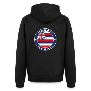 Hawaii - Unisex Premium Bio Zip Hoodie - Schwarz - Hinten - Nico (187cm)