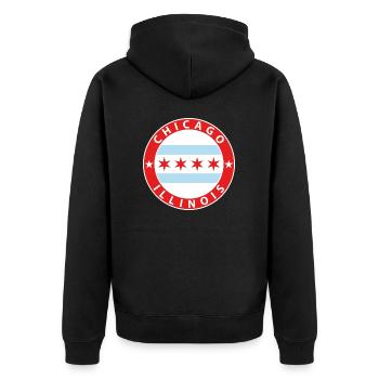 Chicago - Unisex Premium Organic Zip Hoodie - black - Back - Nico (187cm)