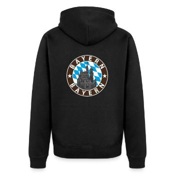 Bayern - Unisex Premium Bio Zip Hoodie - Schwarz - Hinten - Nico (187cm)