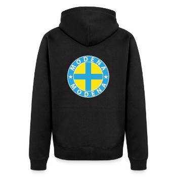 Modena - Unisex Premium Organic Zip Hoodie - black - Back - Nico (187cm)