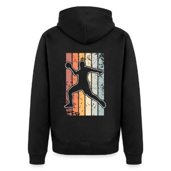 Handball Handballer - Unisex Premium Bio Zip Hoodie - Schwarz - Hinten - Nico (187cm)