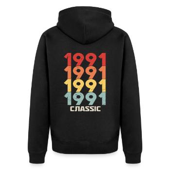1991 Anniversary in classic vintage style 1991 - Unisex Premium Organic Zip Hoodie - black - Back - Nico (187cm)