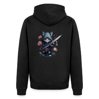 The ultimate ninja cat - Unisex Premium Organic Zip Hoodie - black - Back - Nico (187cm)