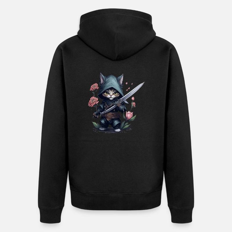 Die ultimative Ninja-Katze - Unisex Premium Bio Zip Hoodie - Schwarz