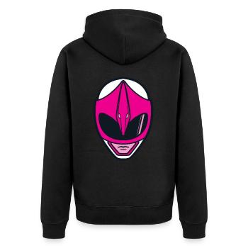 Power Rangers Pinker Ranger Helm Kostüm - Unisex Premium Bio Zip Hoodie - Schwarz - Hinten - Nico (187cm)