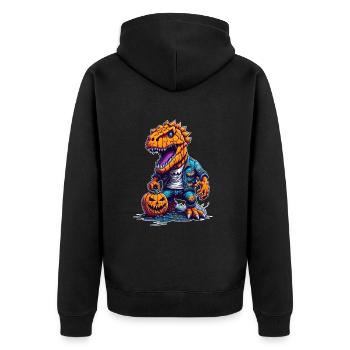 Halloween T Rex - Unisex Premium Organic Zip Hoodie - black - Back - Nico (187cm)