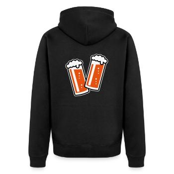 2 Altbiergläser Stoßen An (Bier / Altbier / 3C) - Unisex Premium Bio Zip Hoodie - Schwarz - Hinten - Nico (187cm)