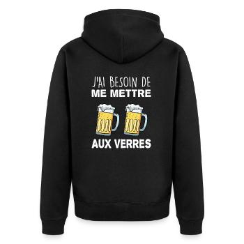 Citation Humour Apéro Papa Cadeau Bière - Veste à capuche bio Premium Unisexe - noir - Dos - Nico (187cm)