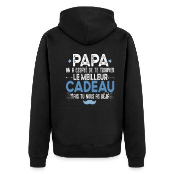 Papa Père Papou Papounet Cadeau T-shirt Mug - Veste à capuche bio Premium Unisexe - noir - Dos - Nico (187cm)