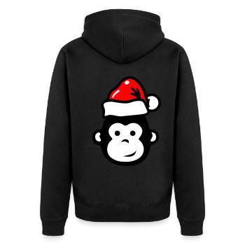 Monkey Christmas Xmas Comic - Unisex Premium Organic Zip Hoodie - black - Back - Nico (187cm)