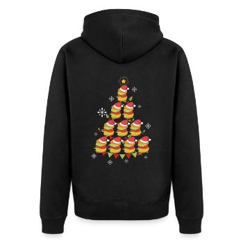 Burger Fast Food Burger Christmas Tree - Unisex Premium Bio Zip Hoodie - Schwarz - Hinten - Nico (187cm)