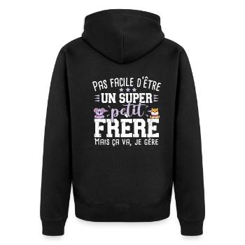 Petit Frère Koala Rox Cadeau Bébé Garçon Famille - Veste à capuche bio Premium Unisexe - noir - Dos - Nico (187cm)
