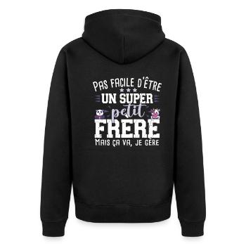 Petit Frère Panda Vache Cadeau Bébé Garçon Famille - Veste à capuche bio Premium Unisexe - noir - Dos - Nico (187cm)