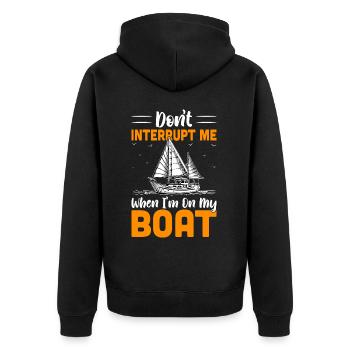 Yachtsegel, das lustiges Segelboot sagt - Unisex Premium Bio Zip Hoodie - Schwarz - Hinten - Nico (187cm)