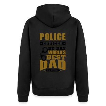 Polizei Polizist Polizeibeamte - Unisex Premium Bio Zip Hoodie - Schwarz - Hinten - Nico (187cm)