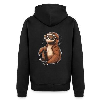 Paresseux avec lunettes d’aviateur - Veste à capuche bio Premium Unisexe - noir - Dos - Nico (187cm)