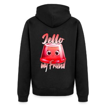 Jello my Friend - Unisex Premium Bio Zip Hoodie - Schwarz - Hinten - Nico (187cm)