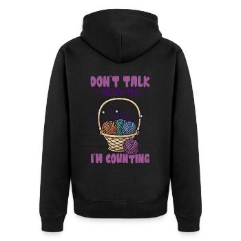Don't talk with me I'm counting - Unisex Premium Bio Zip Hoodie - Schwarz - Hinten - Nico (187cm)