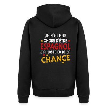 Espagnol Espagne Homme Chance Cadeau Pays Humour - Veste à capuche bio Premium Unisexe - noir - Dos - Nico (187cm)