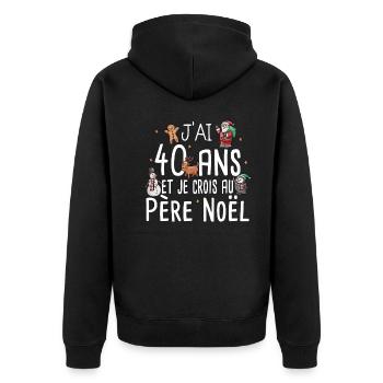 40 Ans Anniversaire Cadeau Père Noël Humour - Veste à capuche bio Premium Unisexe - noir - Dos - Nico (187cm)