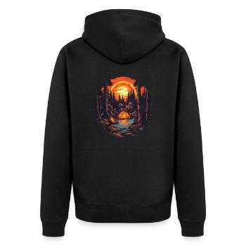 Camping in der Wildnis am See Naturliebhaber - Unisex Premium Bio Zip Hoodie - Schwarz - Hinten - Nico (187cm)