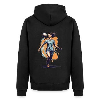 Handball player streetwear Iconic style - Unisex Premium Organic Zip Hoodie - black - Back - Nico (187cm)