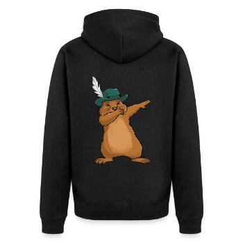 Murmeltier für einen Murmeltier Liebhaber - Unisex Premium Bio Zip Hoodie - Schwarz - Hinten - Nico (187cm)
