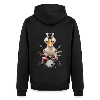 Ente Schlagzeug - Unisex Premium Bio Zip Hoodie - Schwarz - Hinten - Nico (187cm)