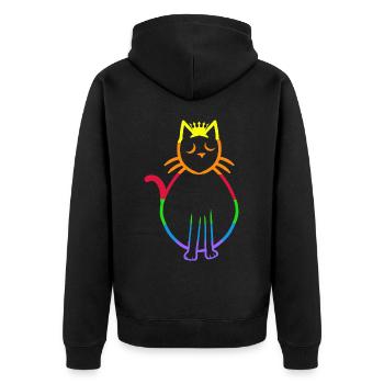 80er 90er Retro Vintage Katze Katzen Kätzchen - Unisex Premium Bio Zip Hoodie - Schwarz - Hinten - Nico (187cm)