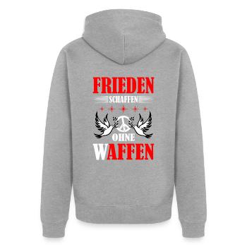 Frieden schaffen - Unisex Premium Bio Zip Hoodie - Grau meliert - Hinten - Nico (187cm)