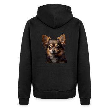 Niedlicher Chihuahua - Geschenkidee für - Unisex Premium Bio Zip Hoodie - Schwarz - Hinten - Nico (187cm)