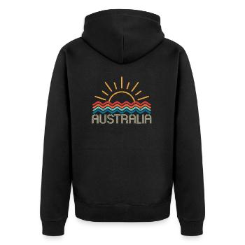 AUSTRALIA - Unisex Premium Organic Zip Hoodie - black - Back - Nico (187cm)