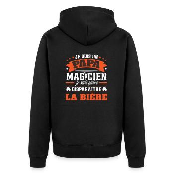 Je Suis Un Papa Magicien | Fête des Pères | Père - Veste à capuche bio Premium Unisexe - noir - Dos - Nico (187cm)