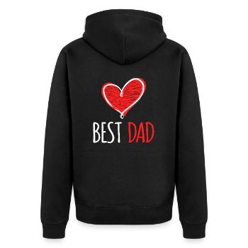 Niedlich Beste Papa Herz Liebe Vatertag Papa - Unisex Premium Bio Zip Hoodie - Schwarz - Hinten - Nico (187cm)
