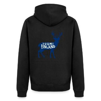 Suomi Finnland Hirsch - Unisex Premium Bio Zip Hoodie - Schwarz - Hinten - Nico (187cm)