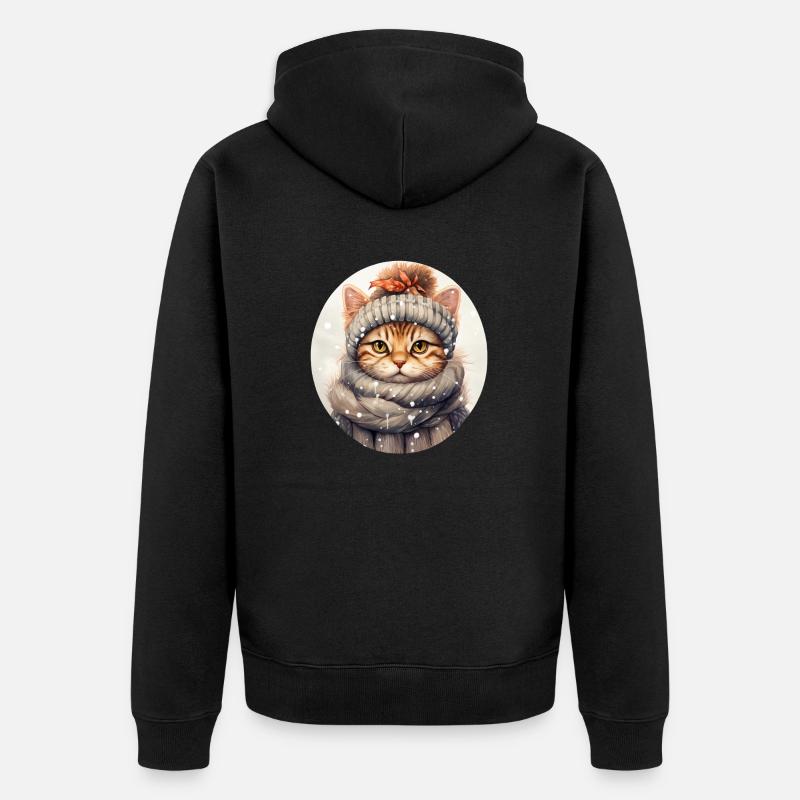 Chat en hiver - Veste à capuche bio Premium Unisexe - noir
