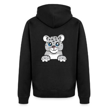 Snow leopard - Unisex Premium Organic Zip Hoodie - black - Back - Nico (187cm)