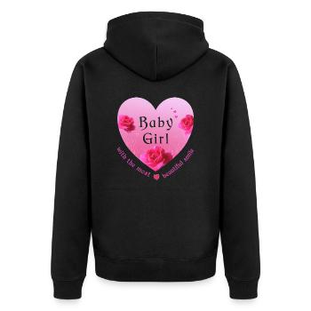 baby girl - Unisex Premium Bio Zip Hoodie - Schwarz - Hinten - Nico (187cm)